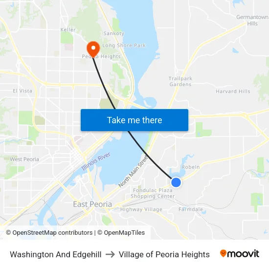 Washington And Edgehill to Village of Peoria Heights map