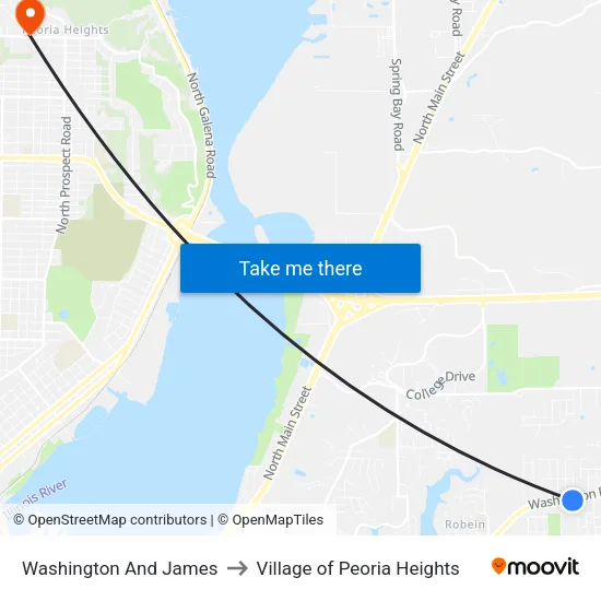 Washington And James to Village of Peoria Heights map