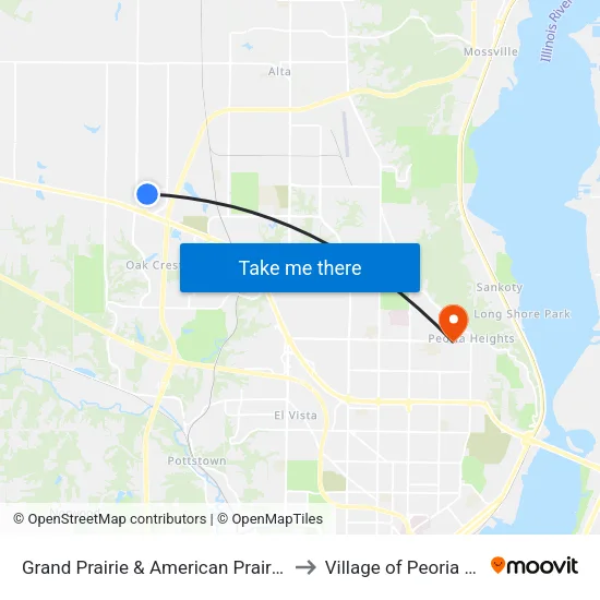 Grand Prairie & American Prairie @ T Mob to Village of Peoria Heights map