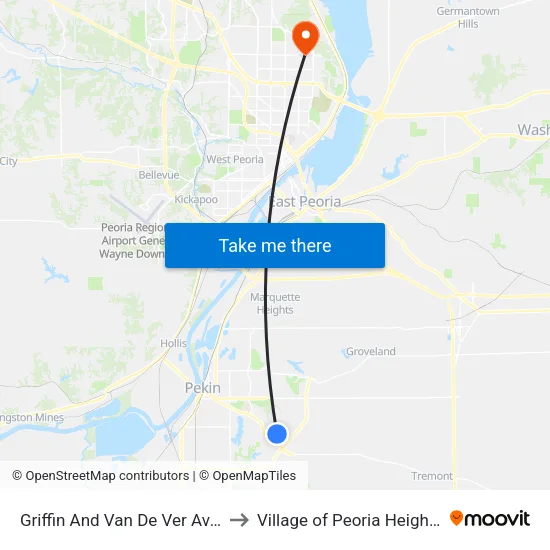 Griffin And Van De Ver Ave. to Village of Peoria Heights map