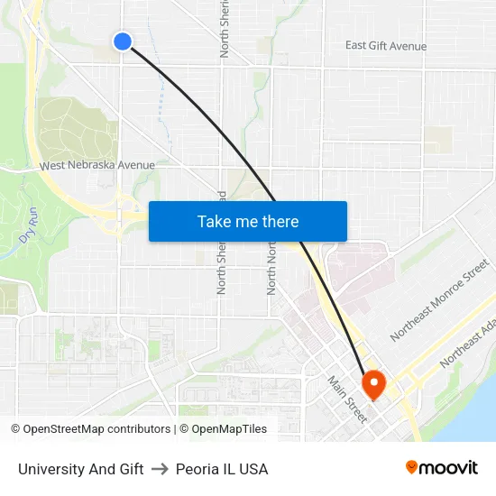 University And Gift to Peoria IL USA map