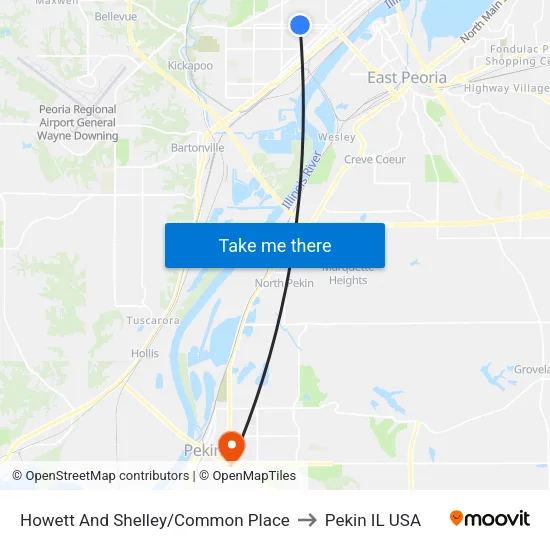 Howett And Shelley/Common Place to Pekin IL USA map