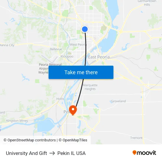 University And Gift to Pekin IL USA map