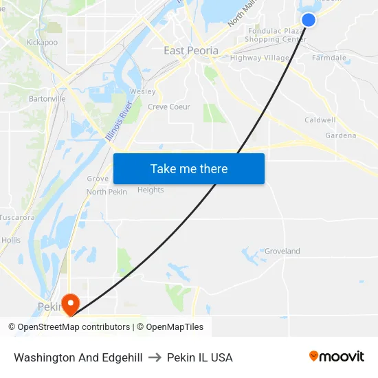 Washington And Edgehill to Pekin IL USA map