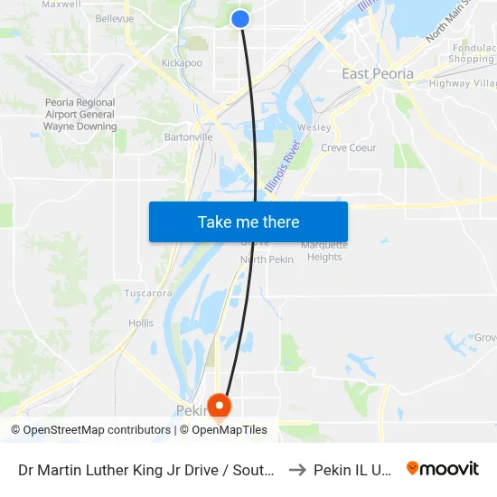 Dr Martin Luther King Jr Drive / South S to Pekin IL USA map