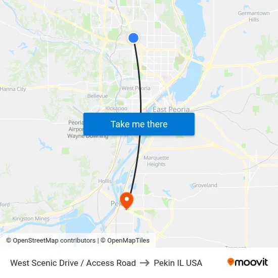 West Scenic Drive / Access Road to Pekin IL USA map