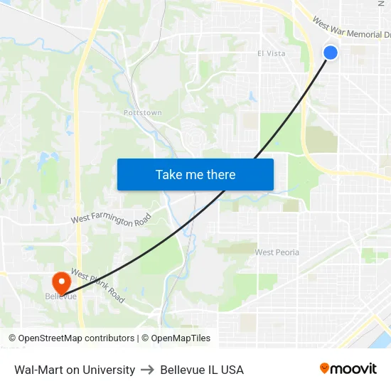 Wal-Mart on University to Bellevue IL USA map