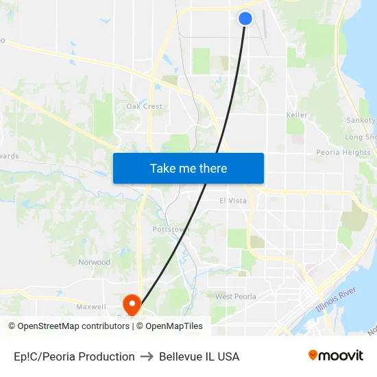 Ep!C/Peoria Production to Bellevue IL USA map