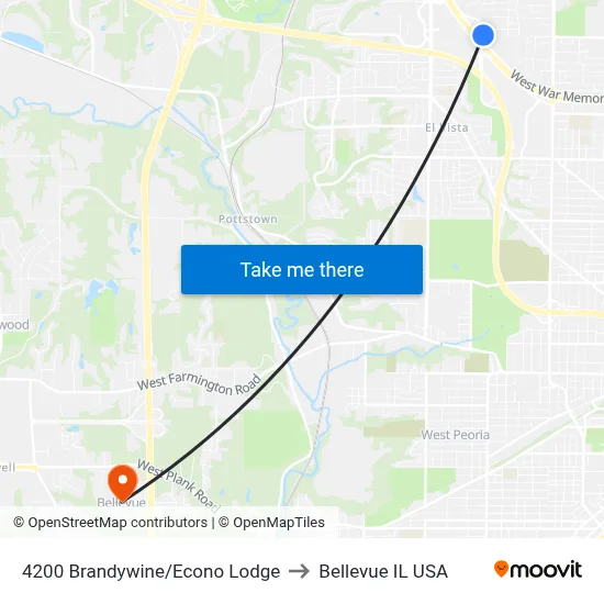 4200 Brandywine/Econo Lodge to Bellevue IL USA map