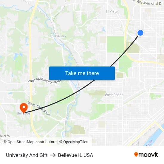 University And Gift to Bellevue IL USA map