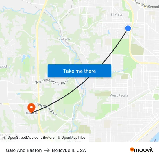 Gale And Easton to Bellevue IL USA map