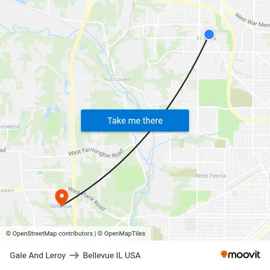Gale And Leroy to Bellevue IL USA map