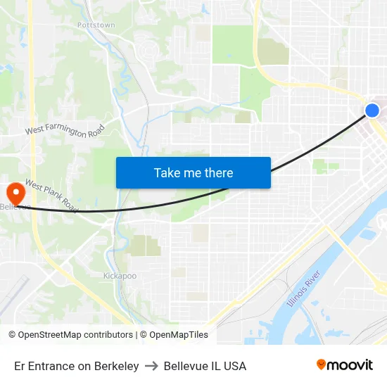 Er Entrance on Berkeley to Bellevue IL USA map