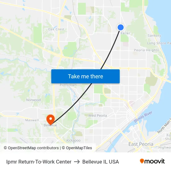 Ipmr Return-To-Work Center to Bellevue IL USA map