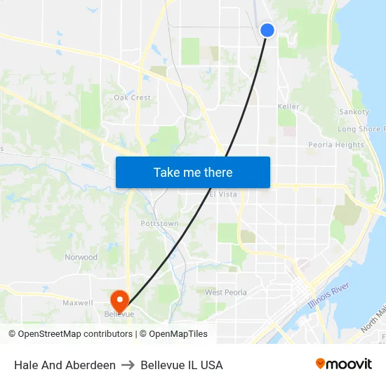 Hale And Aberdeen to Bellevue IL USA map