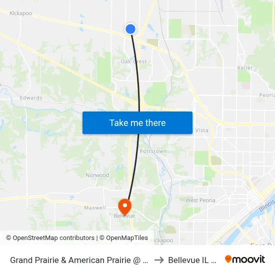 Grand Prairie & American Prairie @ T Mob to Bellevue IL USA map