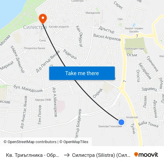 Кв. Триъглника - Обръщало to Силистра (Silistra) (Силистра) map