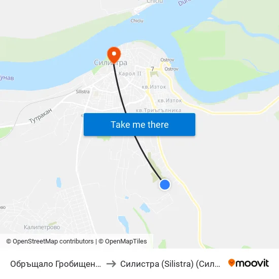 Обръщало Гробищен Парк to Силистра (Silistra) (Силистра) map