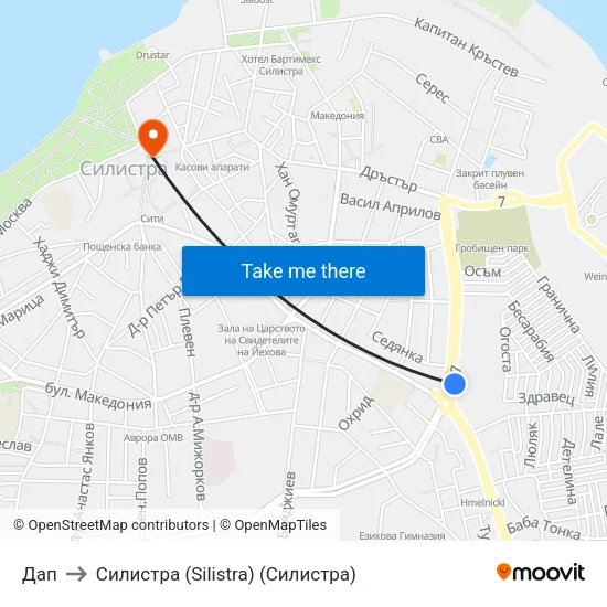 Дап to Силистра (Silistra) (Силистра) map