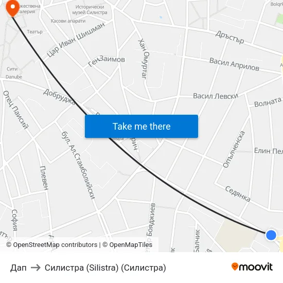 Дап to Силистра (Silistra) (Силистра) map