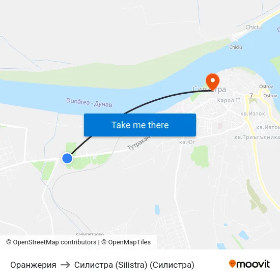 Оранжерия to Силистра (Silistra) (Силистра) map