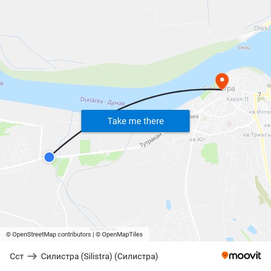 Сст to Силистра (Silistra) (Силистра) map