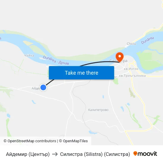 Айдемир (Център) to Силистра (Silistra) (Силистра) map