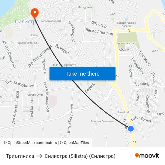Триъглника to Силистра (Silistra) (Силистра) map