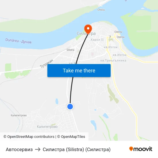 Автосервиз to Силистра (Silistra) (Силистра) map