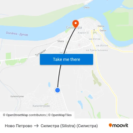 Ново Петрово to Силистра (Silistra) (Силистра) map
