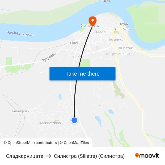 Сладкарницата to Силистра (Silistra) (Силистра) map
