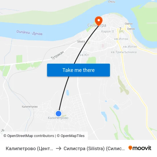 Калипетрово (Център) to Силистра (Silistra) (Силистра) map