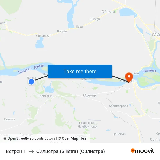 Ветрен 1 to Силистра (Silistra) (Силистра) map