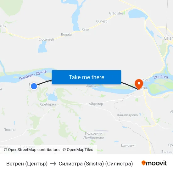 Ветрен (Център) to Силистра (Silistra) (Силистра) map