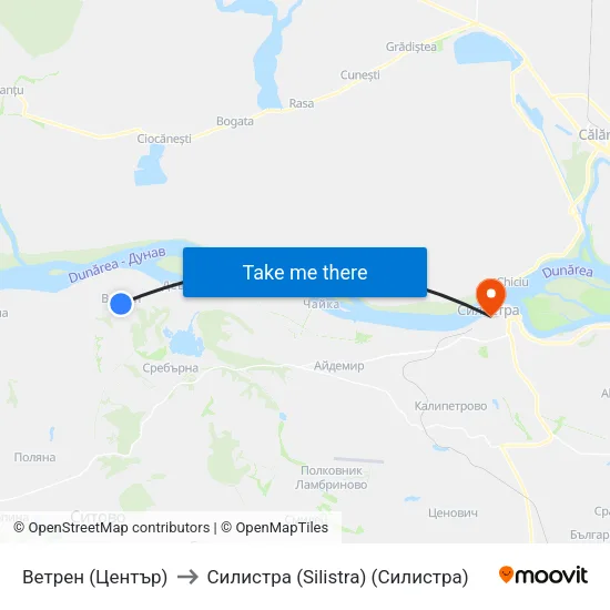 Ветрен (Център) to Силистра (Silistra) (Силистра) map