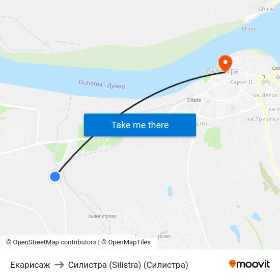 Екарисаж to Силистра (Silistra) (Силистра) map