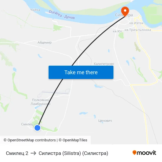 Смилец 2 to Силистра (Silistra) (Силистра) map