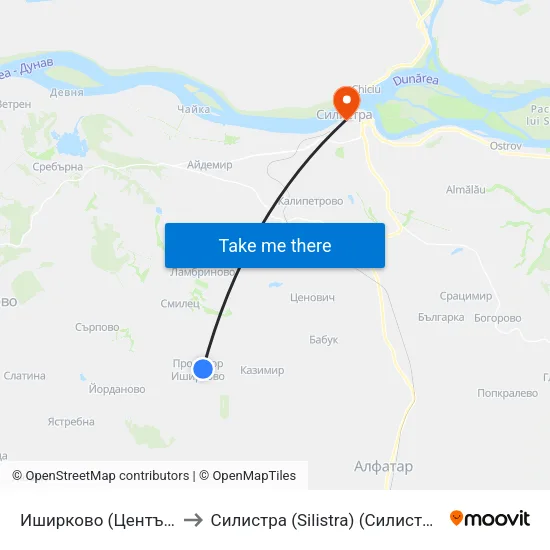 Иширково (Център) to Силистра (Silistra) (Силистра) map