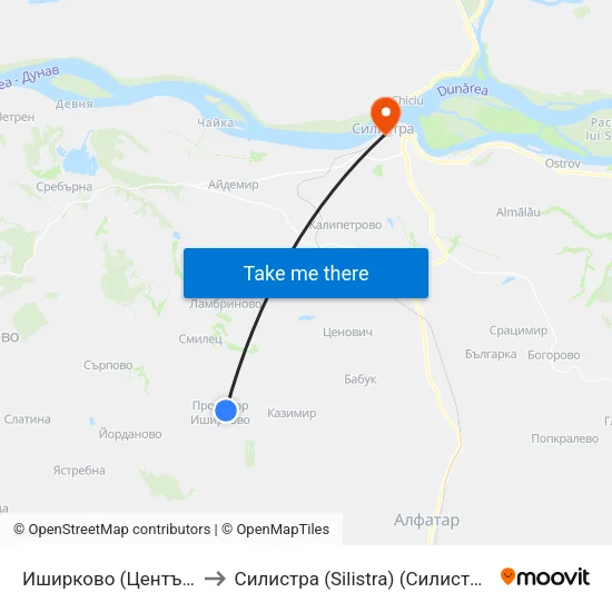 Иширково (Център) to Силистра (Silistra) (Силистра) map