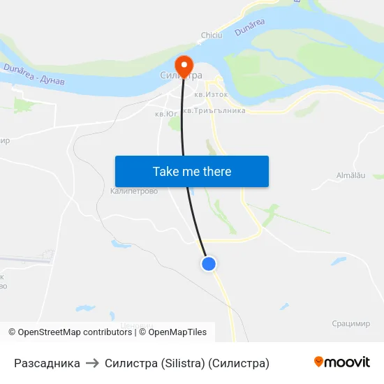 Разсадника to Силистра (Silistra) (Силистра) map
