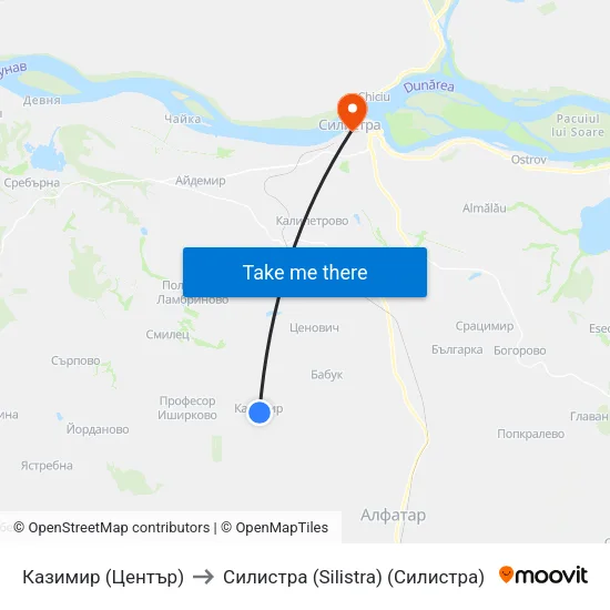 Казимир (Център) to Силистра (Silistra) (Силистра) map