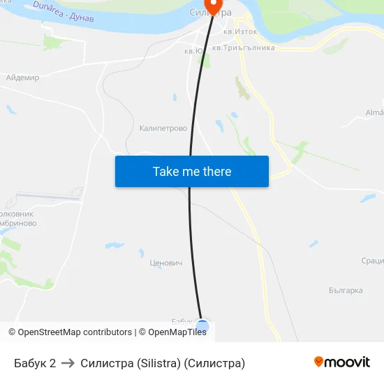 Бабук 2 to Силистра (Silistra) (Силистра) map