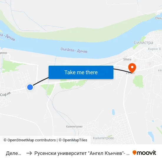 Деленките to Русенски университет "Ангел Кънчев"- филиал Силистра map