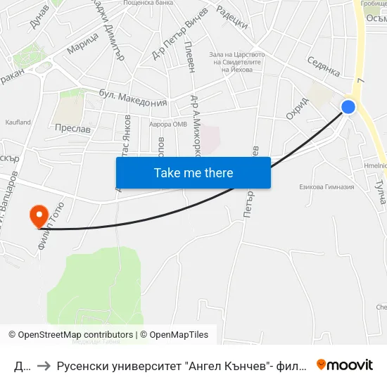 Дап to Русенски университет "Ангел Кънчев"- филиал Силистра map
