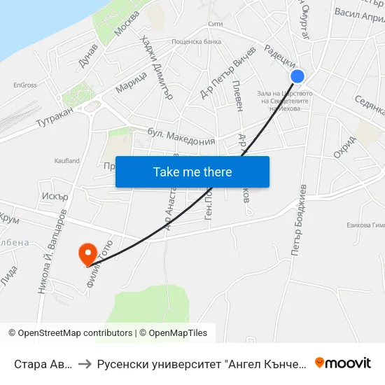 Стара Автогара to Русенски университет "Ангел Кънчев"- филиал Силистра map