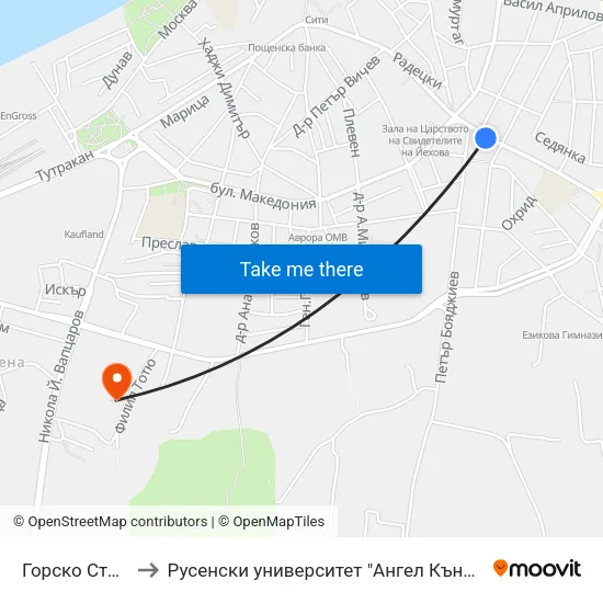 Горско Стопанство to Русенски университет "Ангел Кънчев"- филиал Силистра map