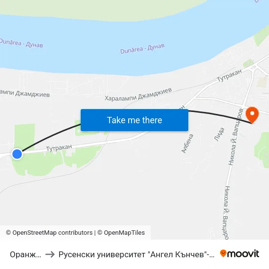 Оранжерия to Русенски университет "Ангел Кънчев"- филиал Силистра map