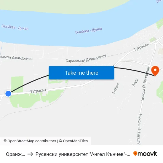 Оранжерия to Русенски университет "Ангел Кънчев"- филиал Силистра map