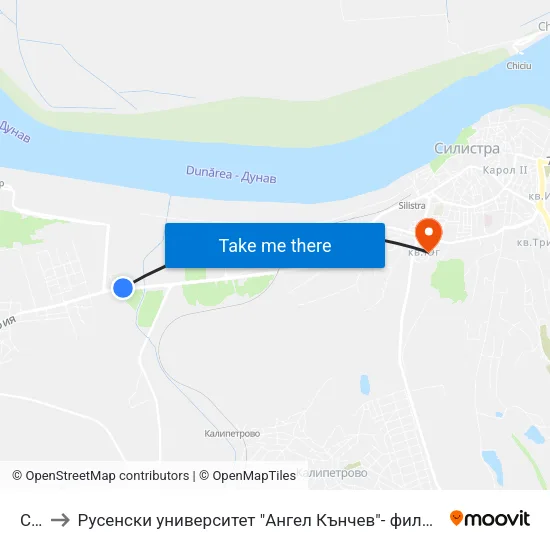Сст to Русенски университет "Ангел Кънчев"- филиал Силистра map