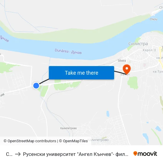 Сст to Русенски университет "Ангел Кънчев"- филиал Силистра map